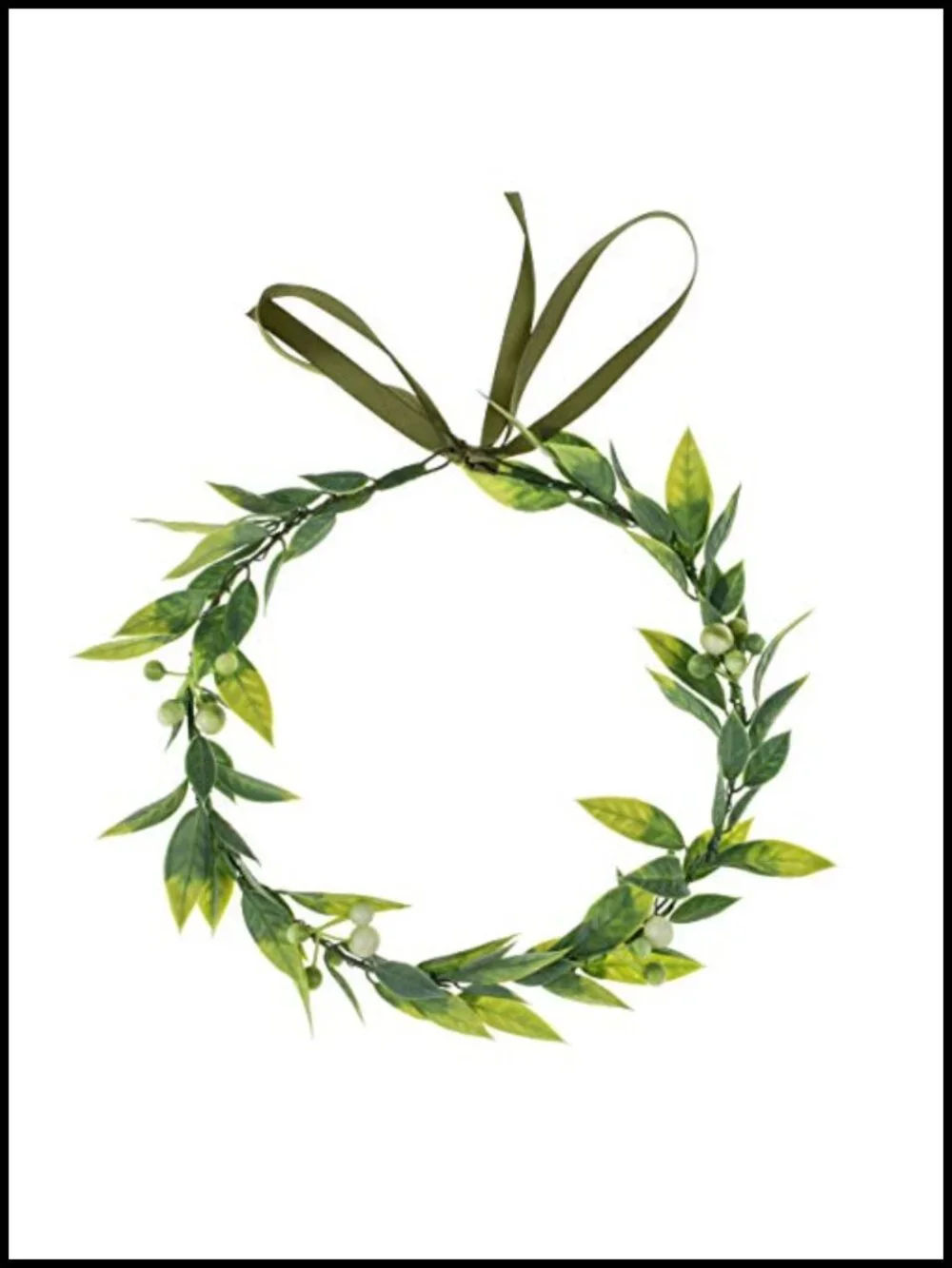 Green Leaf Boho Eucalyptus Halo Wedding Woodland Crown with Ribbon Tie